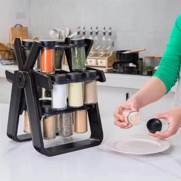 18 Glass Rotating Jar Rack